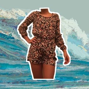 Black Floral Colorful Romper